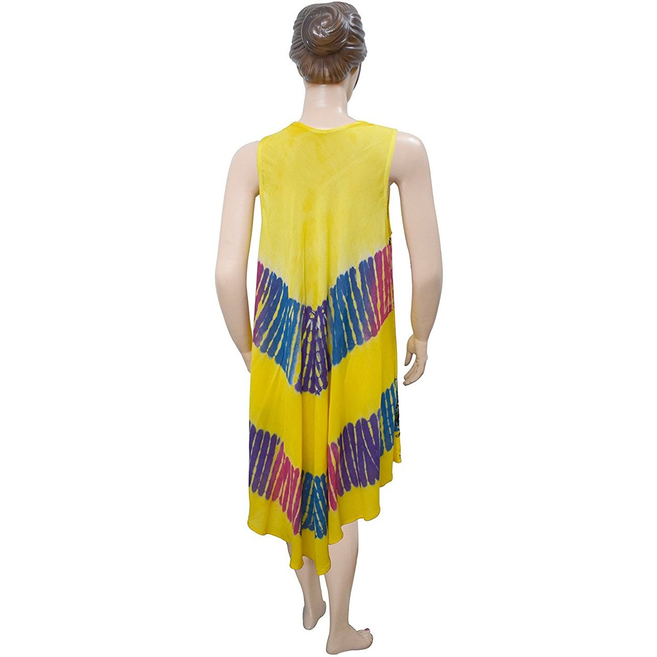 Winmaarc Regular Fit Printed Umbrella Sleeveless Viscose Shirt Dress Knee Length