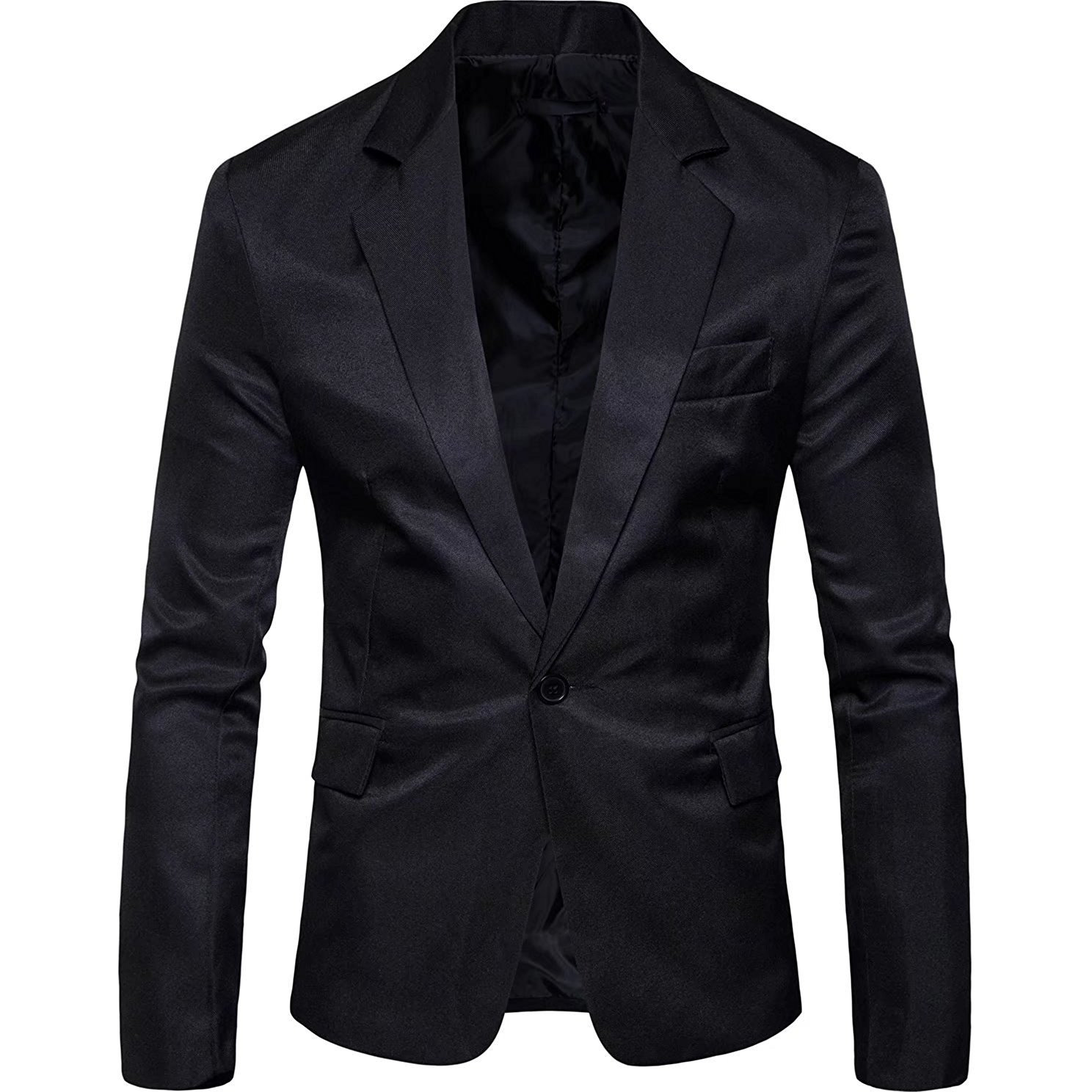Winmaarc Men's Long Sleeves Peak Lapel Collar One Button Slim Fit Sport Coat Blazer