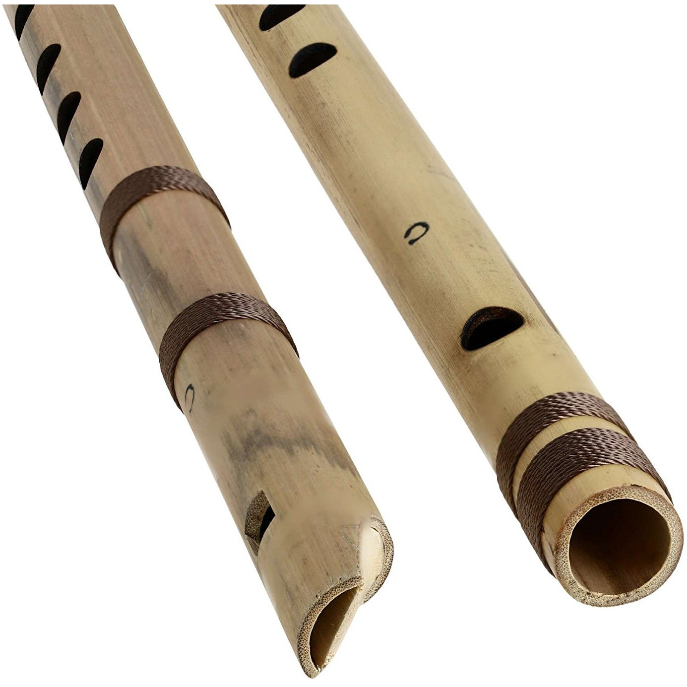 Indian Bamboo Flute Transverse and Fipple High Frequency Notes Set of 2