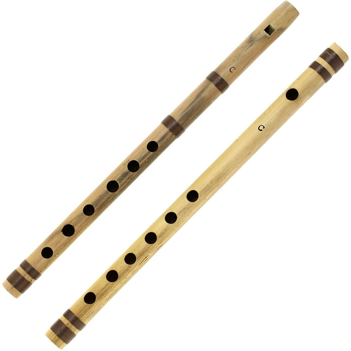 Indian Bamboo Flute Transverse and Fipple High Frequency Notes Set of 2