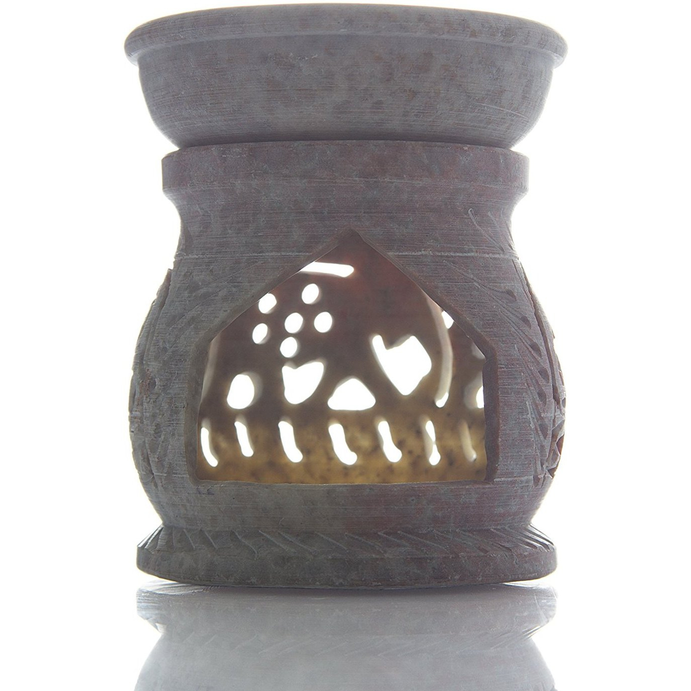 Essential Oil Diffuser, Oil Burner, Oil Warmer with Tea Light Holder for Aromatherapy - Artisan Handcarved Soapstone 3