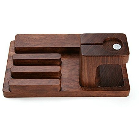 Winmaarc Wooden Phone Charging Station Dock, 3 in 1 Desktop Organizer Charging Stand Mount Cradle Holder, Pen Holder, Apple Watch & Iphone & Tablet & Ipad Holder
