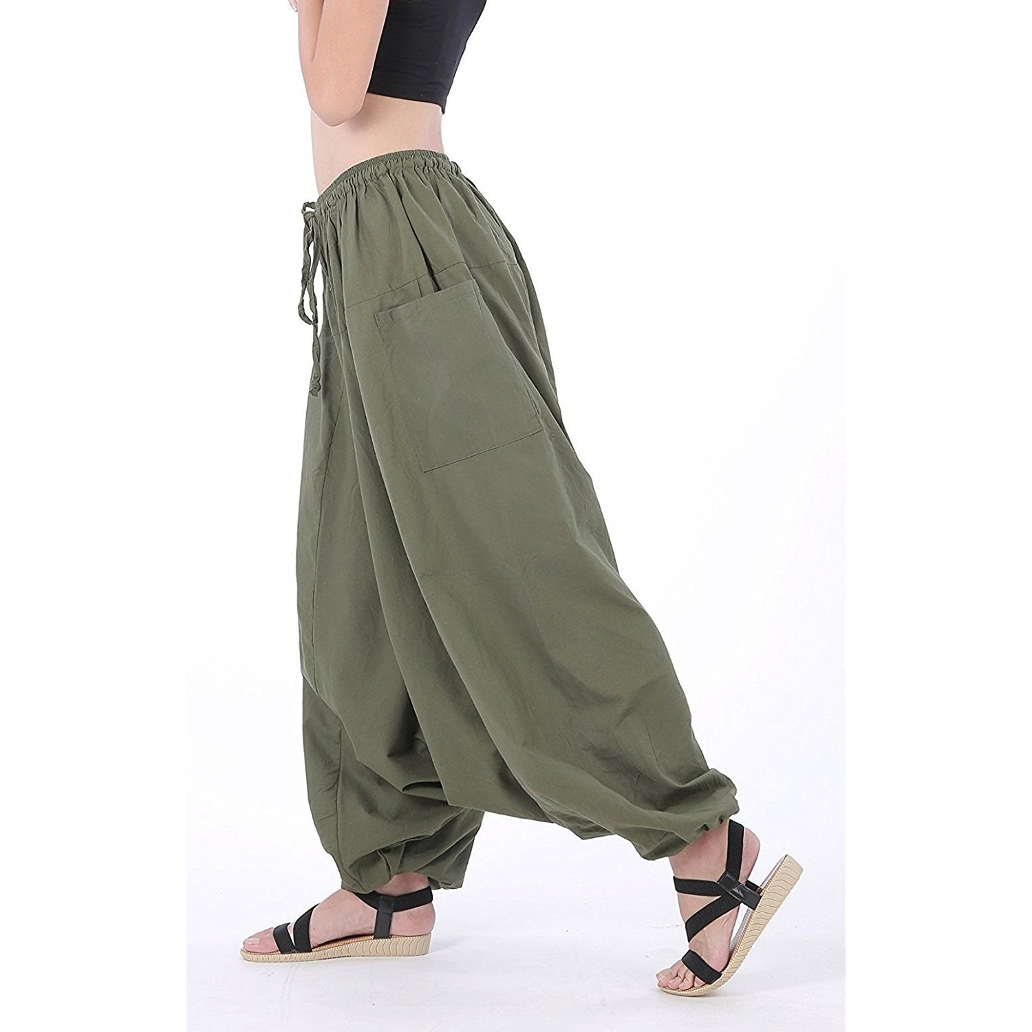 Winmaarc 100% Cotton Baggy Boho Gypsy Hippie Harem Pants Plus Size