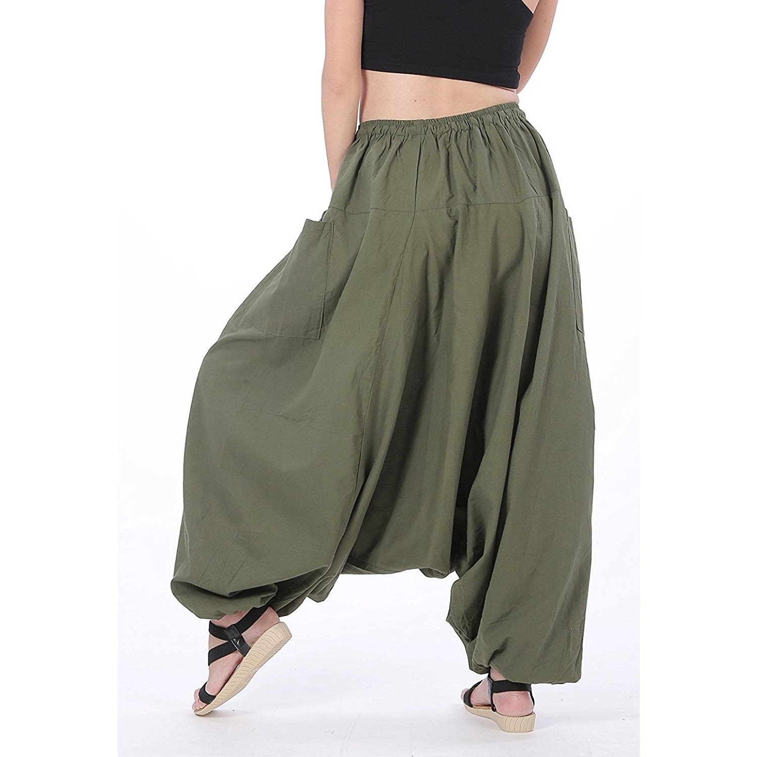Winmaarc 100% Cotton Baggy Boho Gypsy Hippie Harem Pants Plus Size