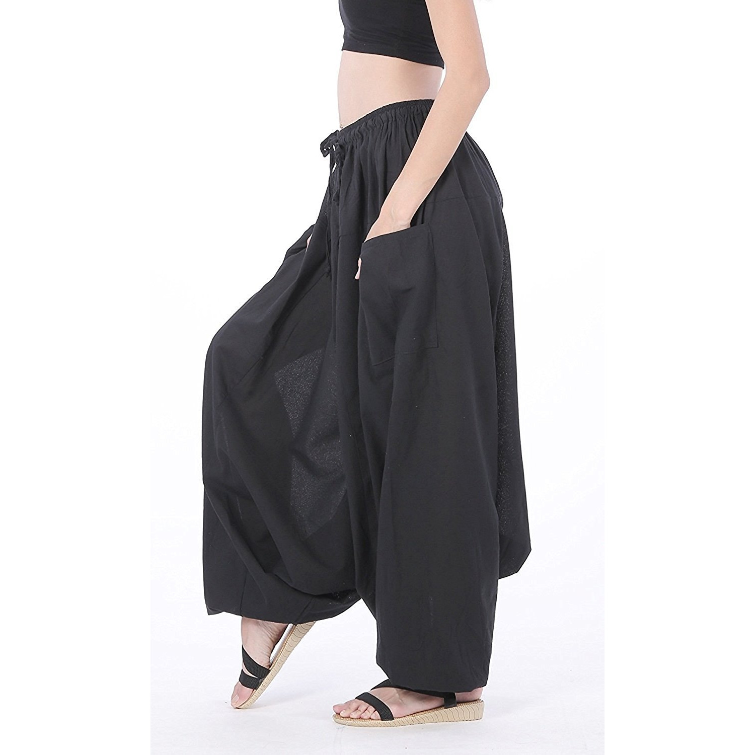 Winmaarc 100% Cotton Baggy Boho Gypsy Hippie Harem Pants Plus Size
