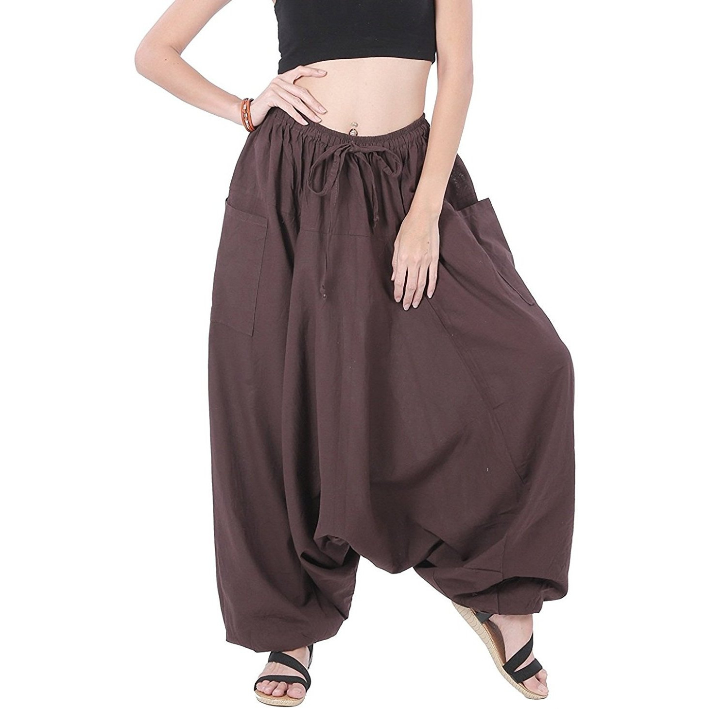 Winmaarc 100% Cotton Baggy Boho Gypsy Hippie Harem Pants Plus Size