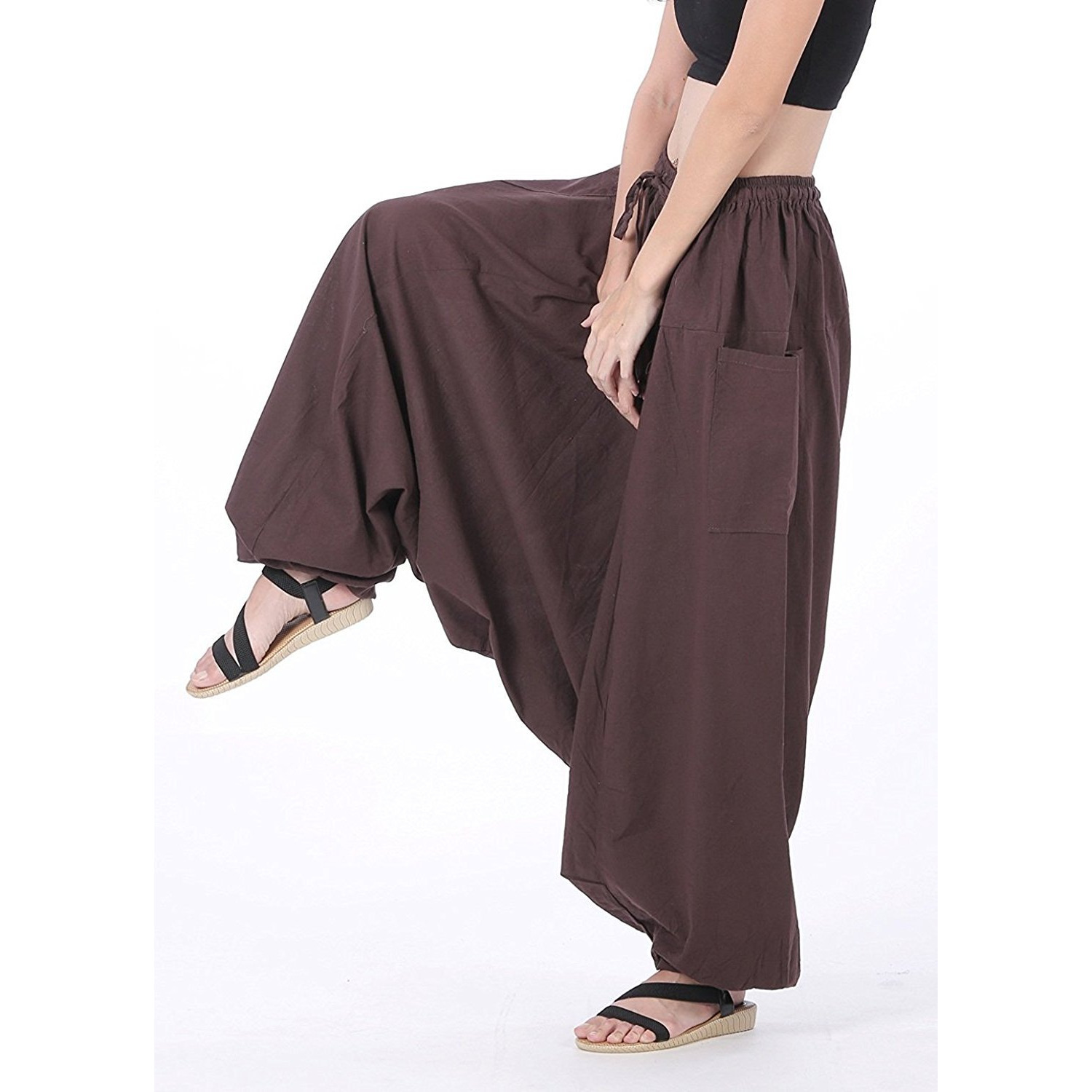 Winmaarc 100% Cotton Baggy Boho Gypsy Hippie Harem Pants Plus Size