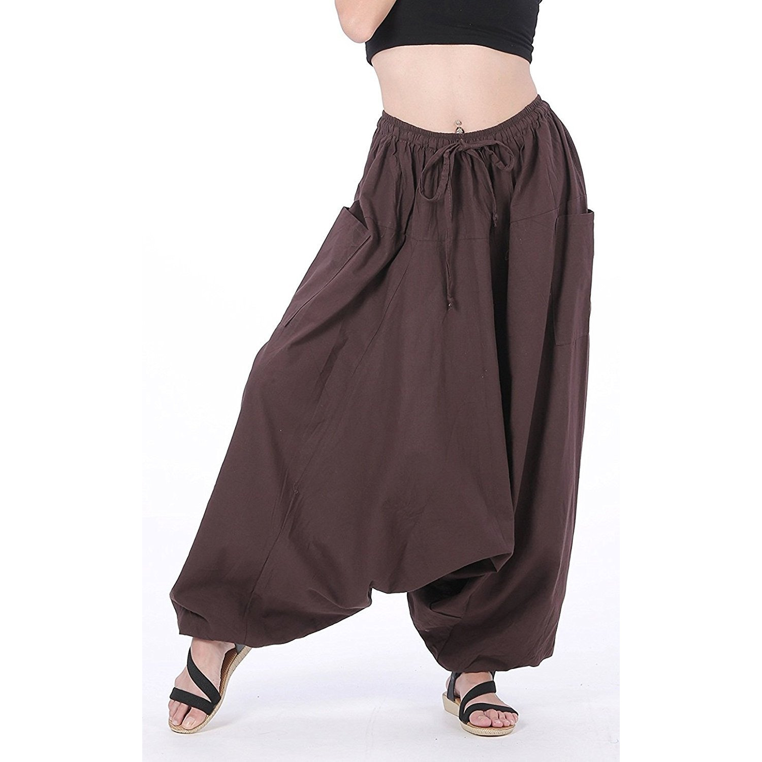 Winmaarc 100% Cotton Baggy Boho Gypsy Hippie Harem Pants Plus Size