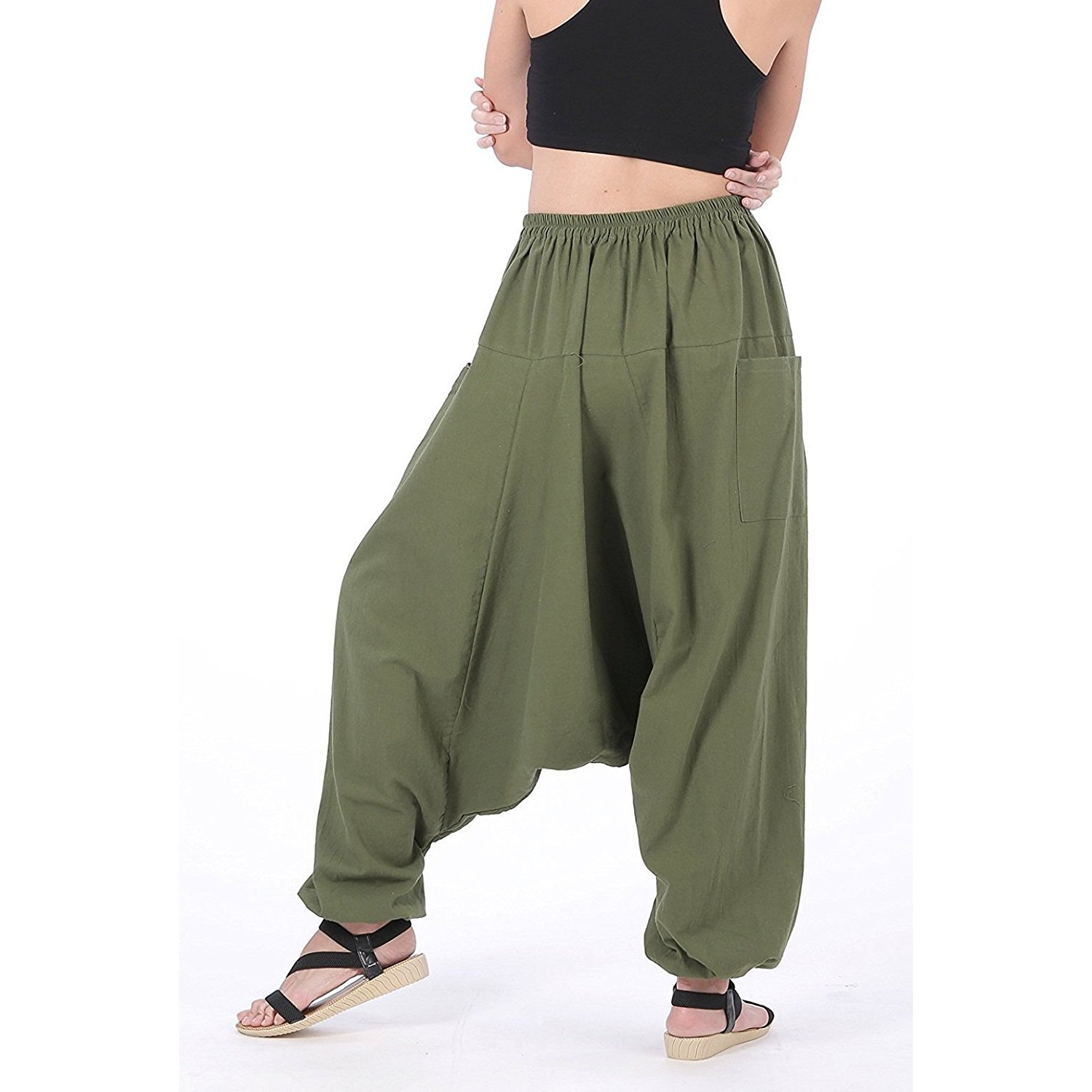 Winmaarc 100% Cotton Baggy Boho Gypsy Hippie Harem Pants Plus Size