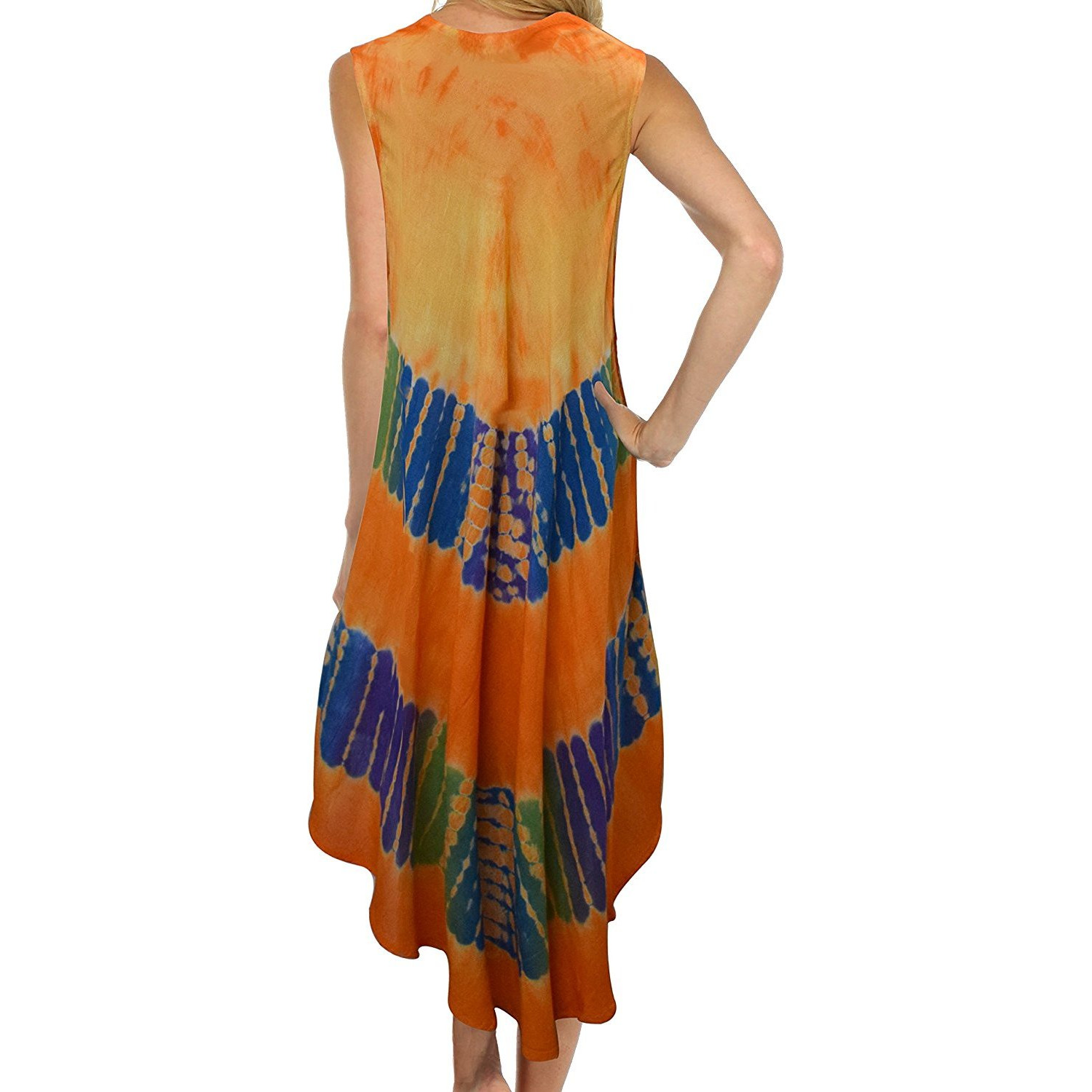 Winmaarc Regular Fit Printed Umbrella Sleeveless Viscose Shirt Short Dress Top