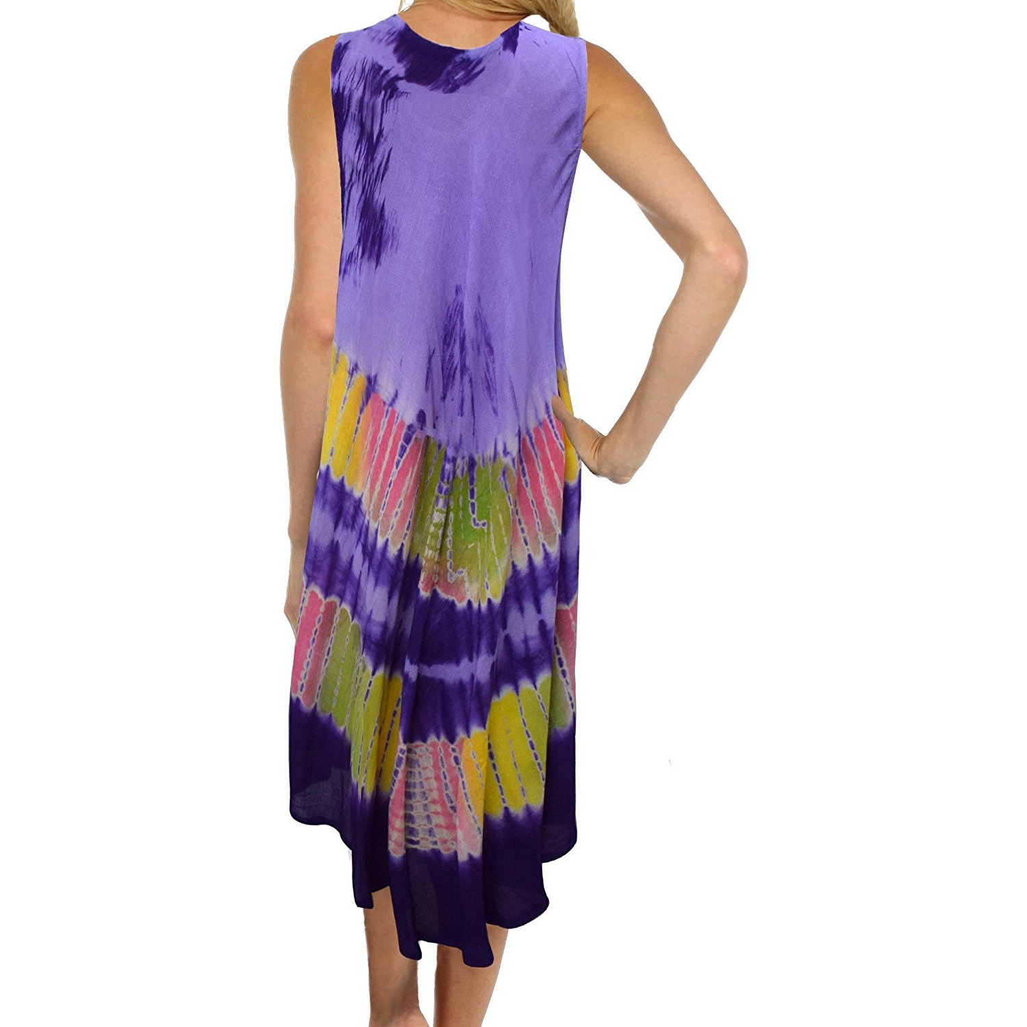 Winmaarc Regular Fit Printed Umbrella Sleeveless Viscose Shirt Short Dress Top