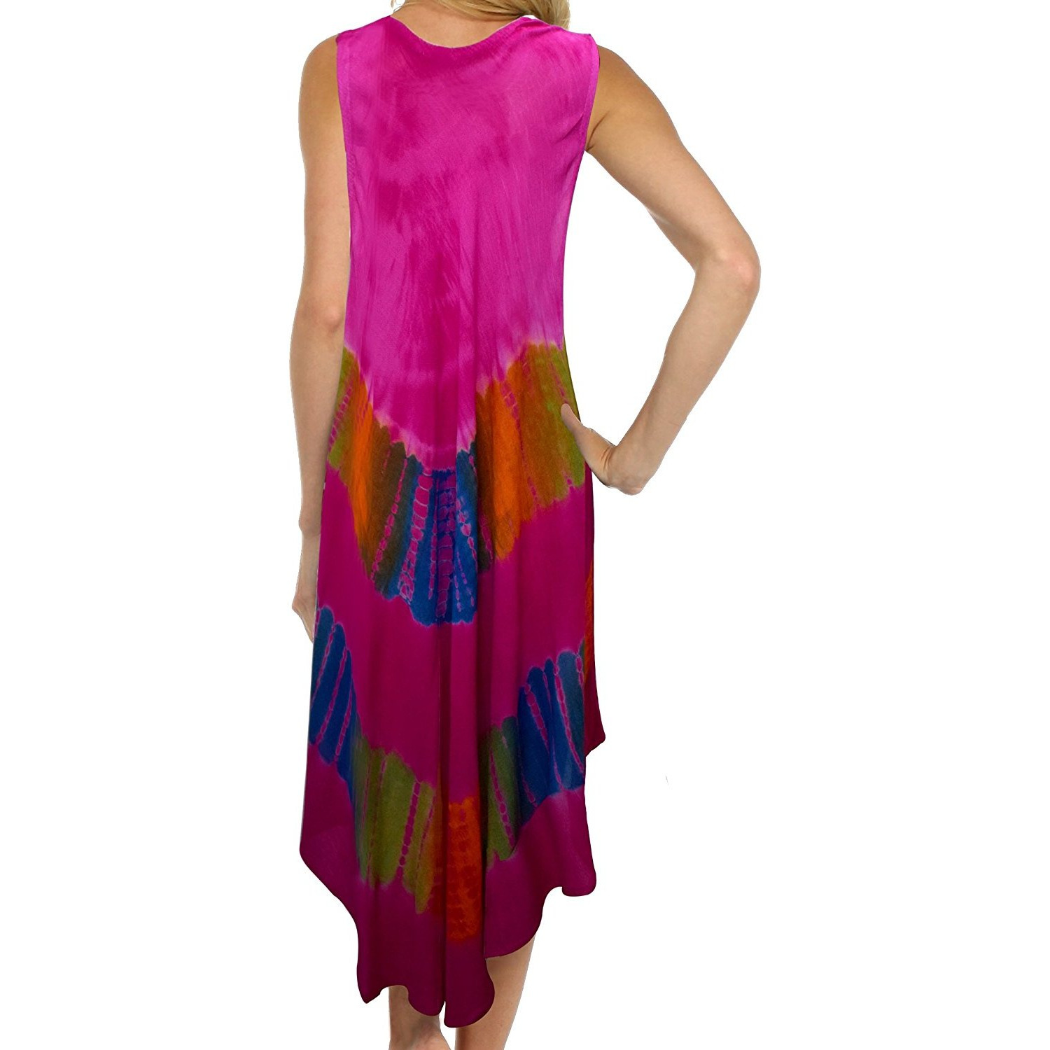 Winmaarc Regular Fit Printed Umbrella Sleeveless Viscose Shirt Short Dress Top