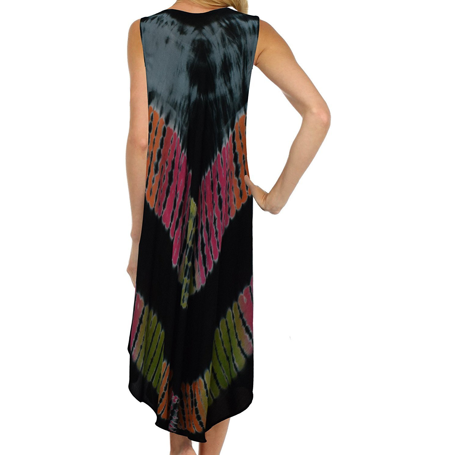 Winmaarc Regular Fit Printed Umbrella Sleeveless Viscose Shirt Short Dress Top