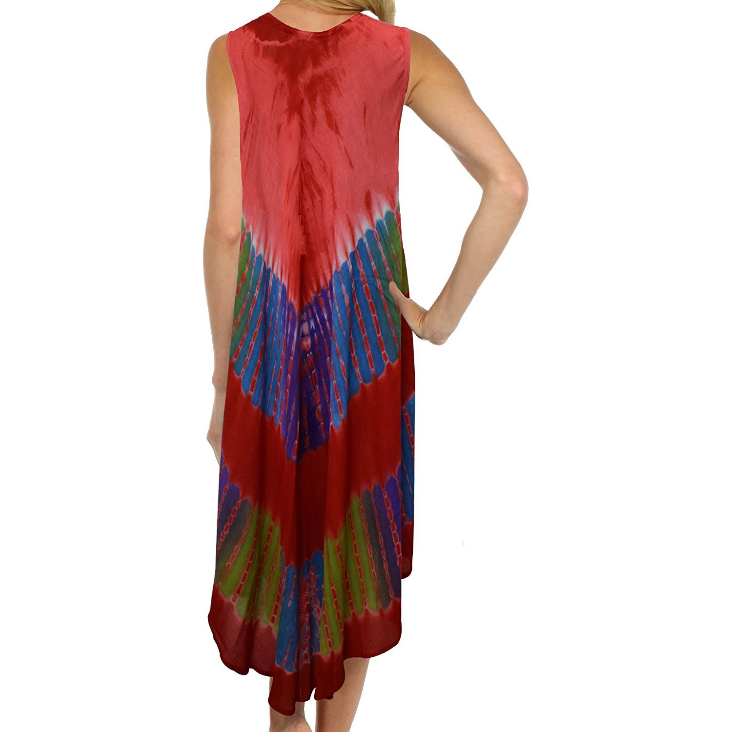 Winmaarc Regular Fit Printed Umbrella Sleeveless Viscose Shirt Short Dress Top