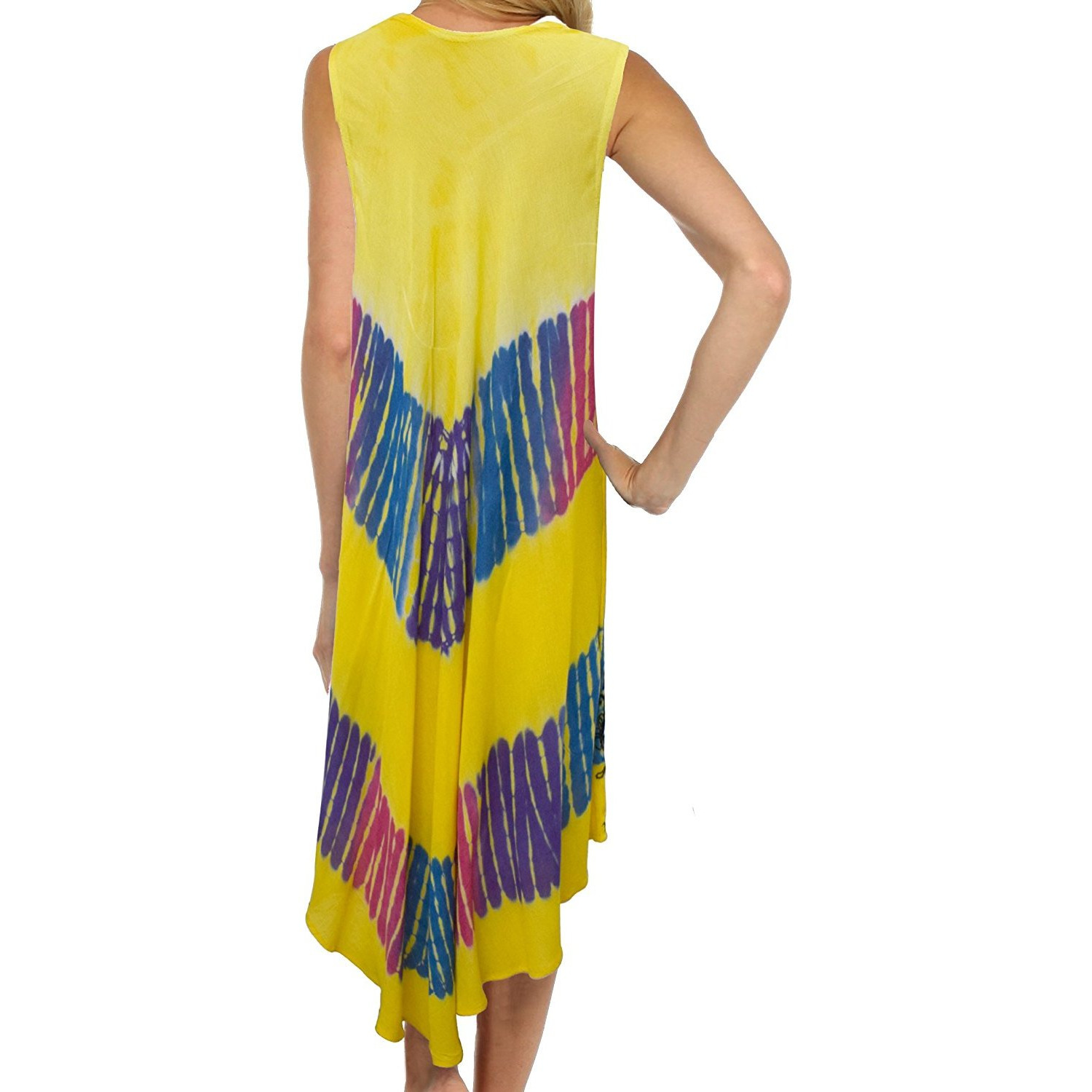 Winmaarc Regular Fit Printed Umbrella Sleeveless Viscose Shirt Short Dress Top