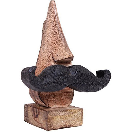 Winmaarc Hand Carved Wooden Eyeglass Spectacle Holder with an Amusing Mustache Home Decorative Christmas Gifts