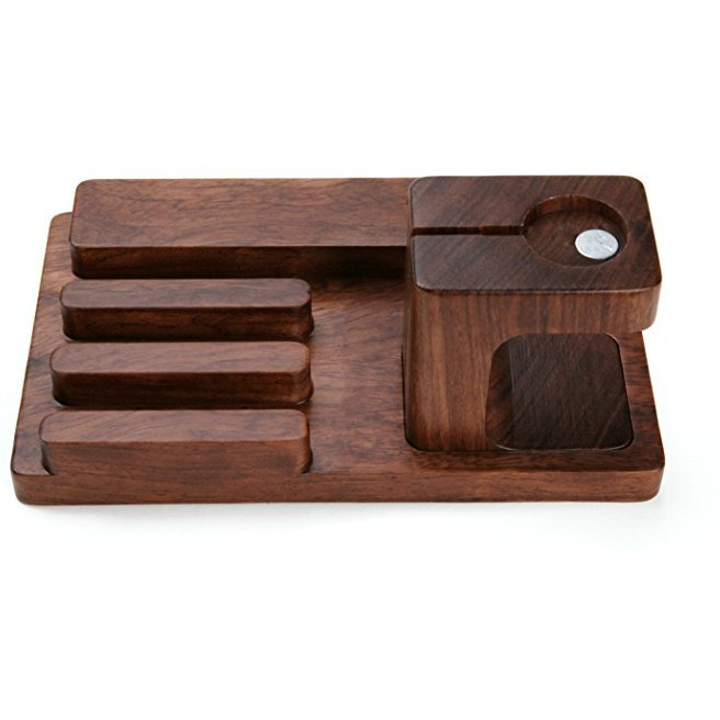 Winmaarc Wooden Phone Charging Station Dock, 3 in 1 Desktop Organizer Charging Stand Mount Cradle Holder, Pen Holder, Apple Watch & Iphone & Tablet & Ipad Holder