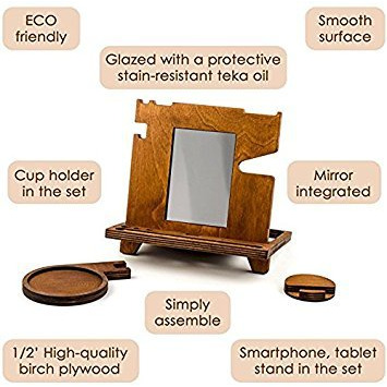 Winmaarc Wooden Docking Station, Desk organizer For Smartphone, Tablet, Watch, Wallet, Shades, Keys Coins, Handmade Mens Christmas Gift