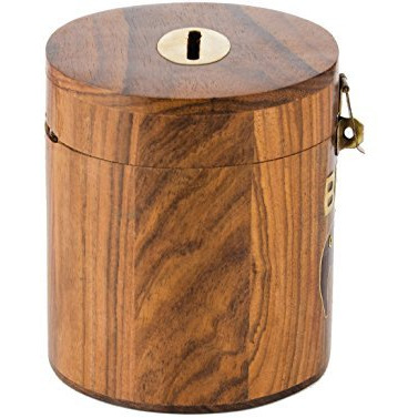 Winmaarc Wooden Money Box Counting Jar with Elephant Design & Secure Latch Piggy Bank