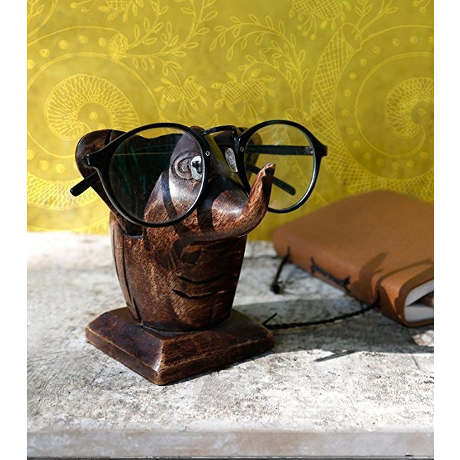 Winmaarc Wooden Spectacle Holder Elephant Eyeglass Stand Handmade Display Optical Glasses Accessories