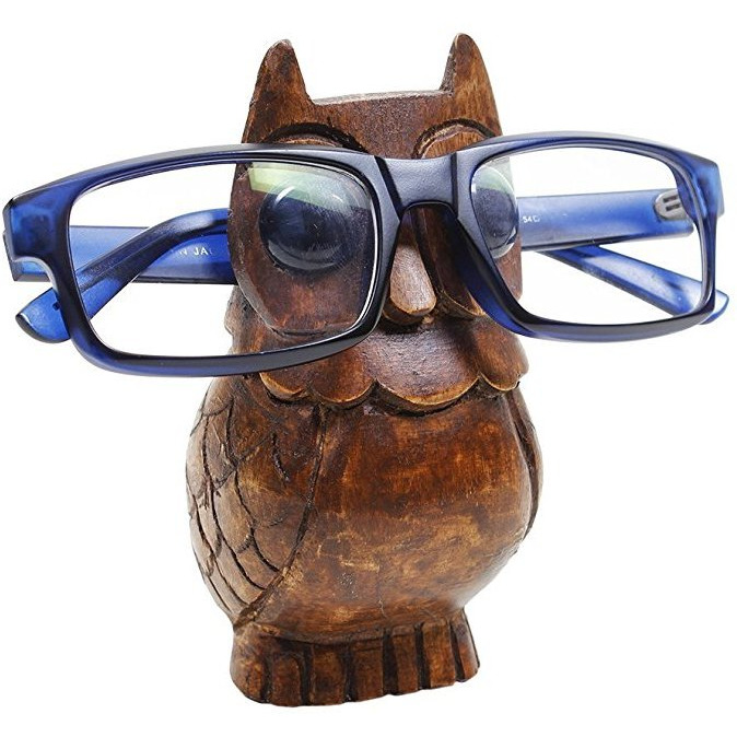 Winmaarc Wooden Owl Eyeglass Spectacle Holder Handmade Stand for Office Desk Home Dcor Gifts