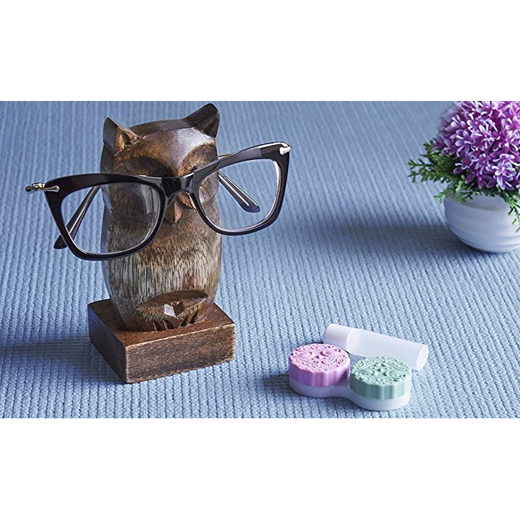 Winmaarc Wooden Owl Eyeglass Spectacle Holder Handmade Stand for Office Desk Home Dcor Gifts