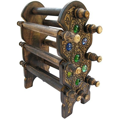 Winmaarc Handmade Wodden Bangle Stand Showpiece Gold - 30 cm
