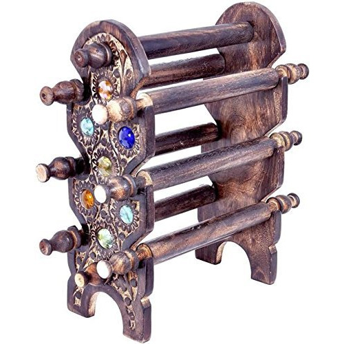 Winmaarc Handmade Wodden Bangle Stand Showpiece Gold - 30 cm