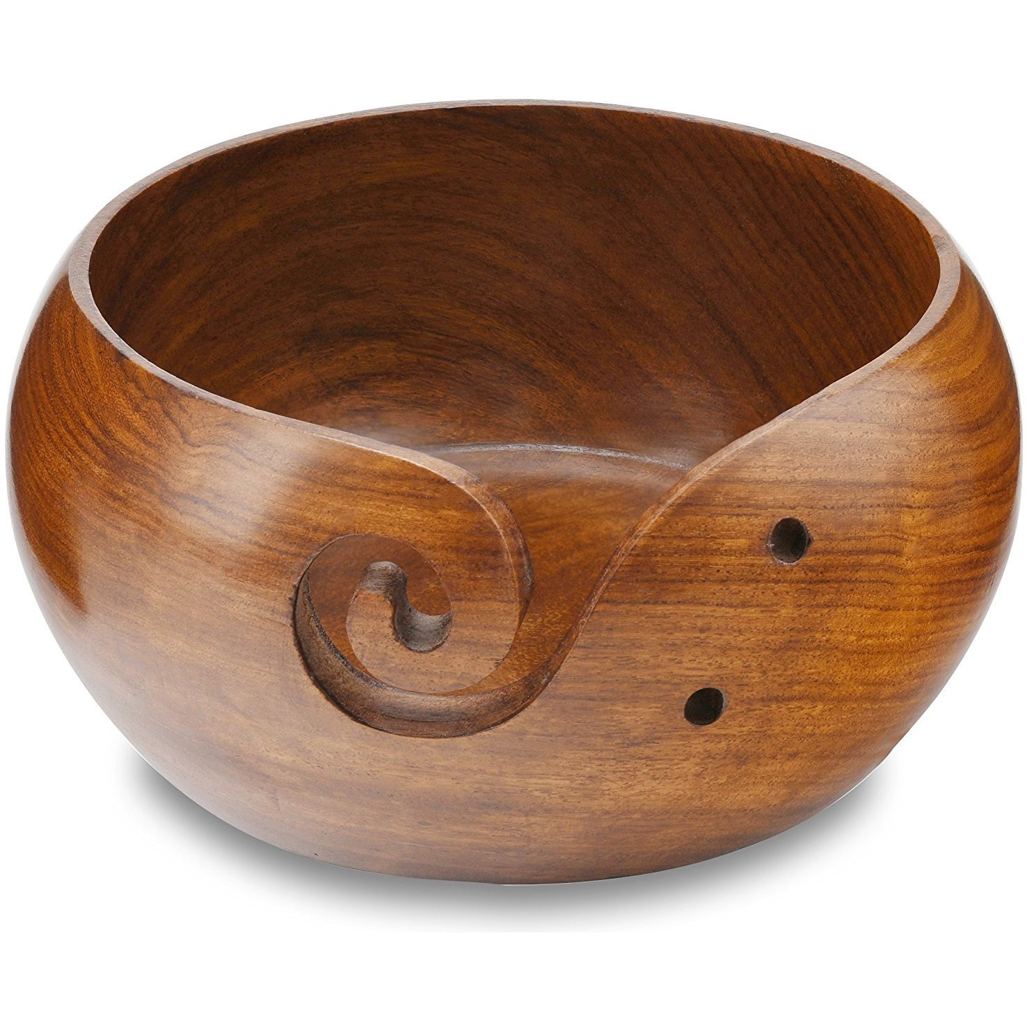 Winmaarc Handmade Wooden Yarn Bowl Sheesham Wood 6x3 Inches For Knitting