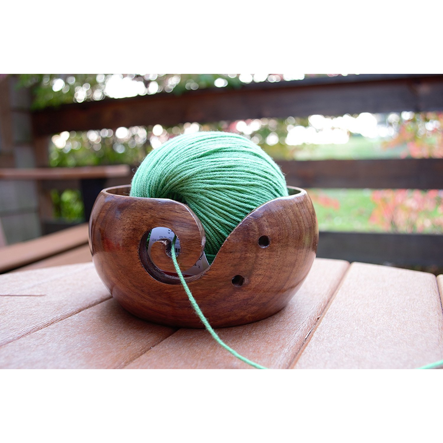 Winmaarc Handmade Wooden Yarn Bowl Sheesham Wood 6x3 Inches For Knitting