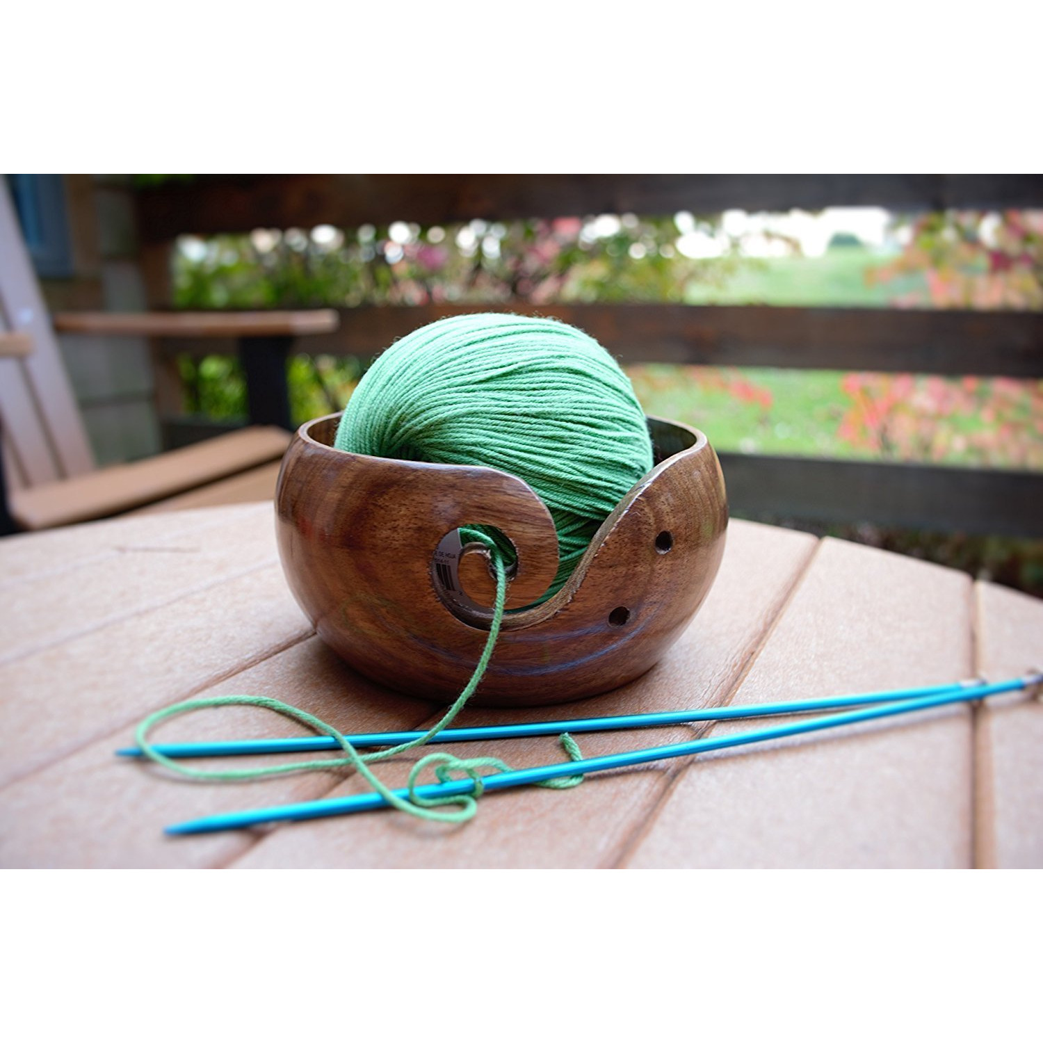 Winmaarc Handmade Wooden Yarn Bowl Sheesham Wood 6x3 Inches For Knitting