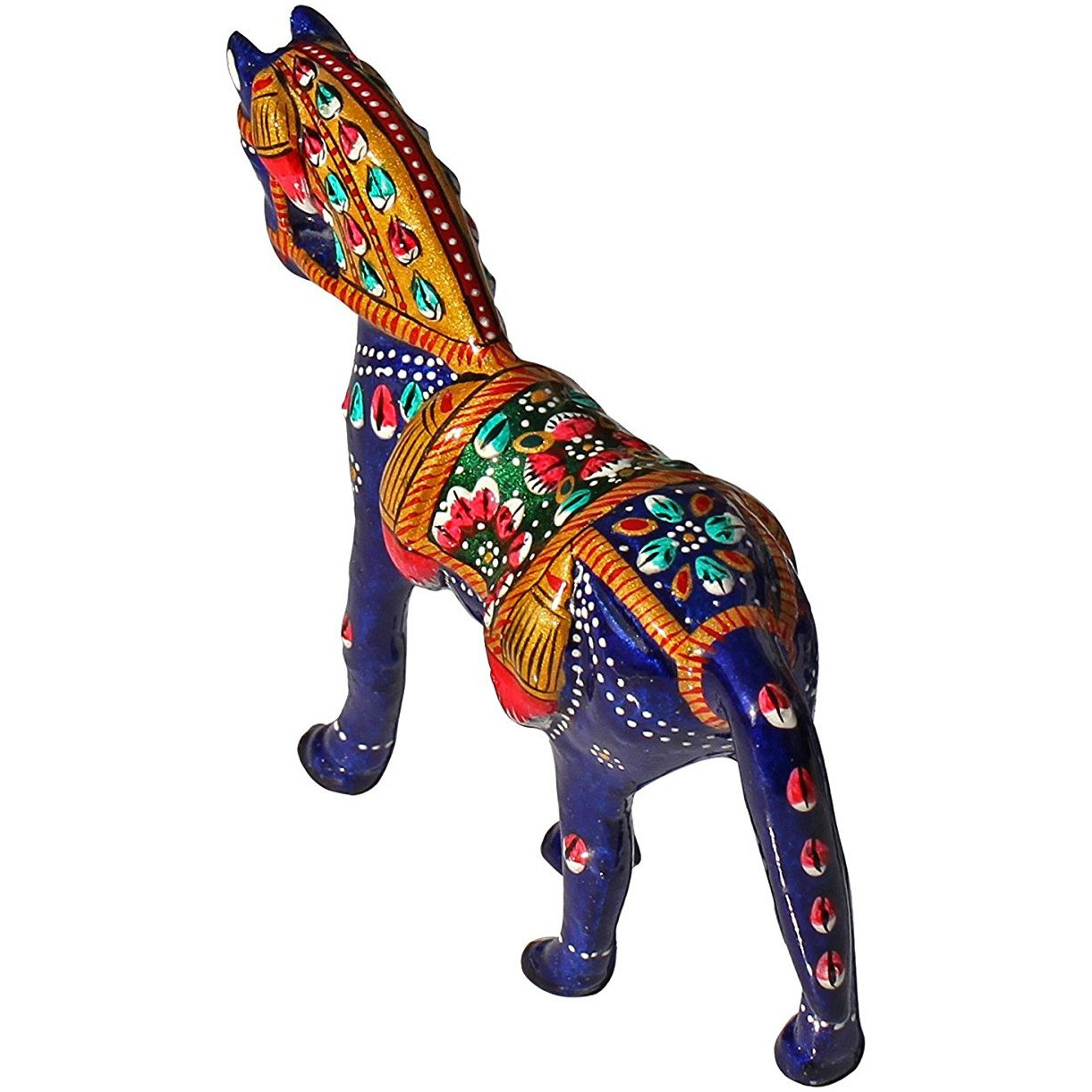 Winmaarc Hand Painted Blue Metal Small Stallion Horse Statue Figurine 5 Inches