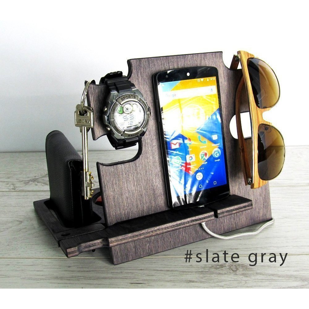 Winmaarc Wooden Mobile Docking Station Charging Station Phone Dock Desk Organizer