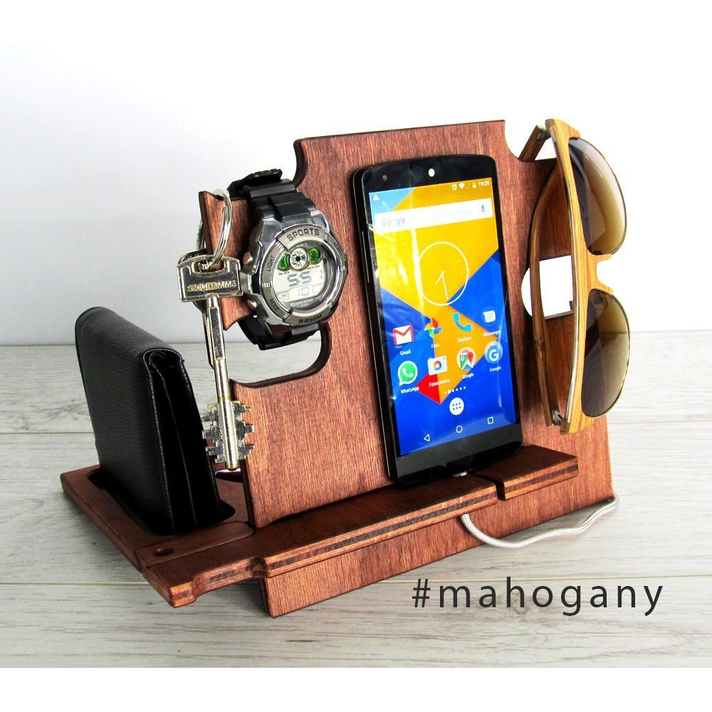 Winmaarc Wooden Mobile Docking Station Charging Station Phone Dock Desk Organizer
