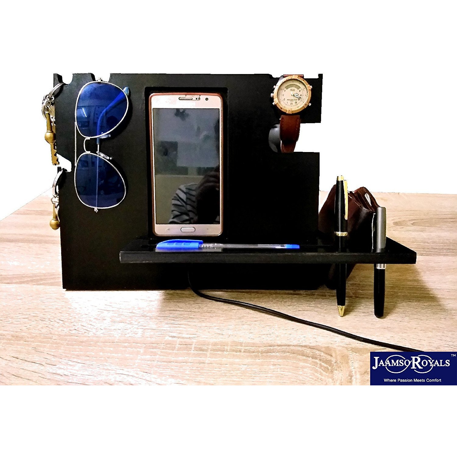 Winmaarc Wooden Mobile Docking Station For All Mobile Models Docking Charging Station Phone Dock Desk Organizer