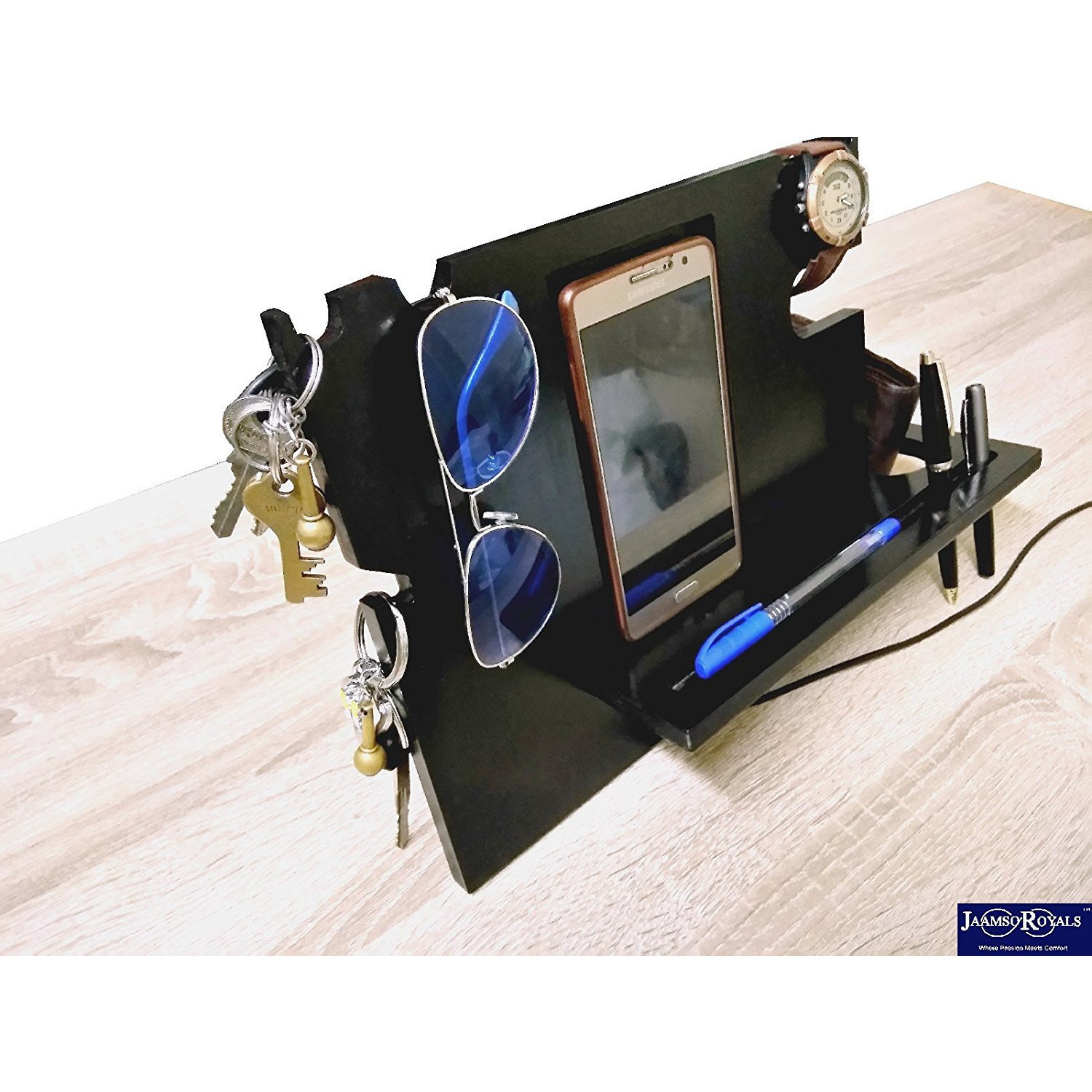 Winmaarc Wooden Mobile Docking Station For All Mobile Models Docking Charging Station Phone Dock Desk Organizer