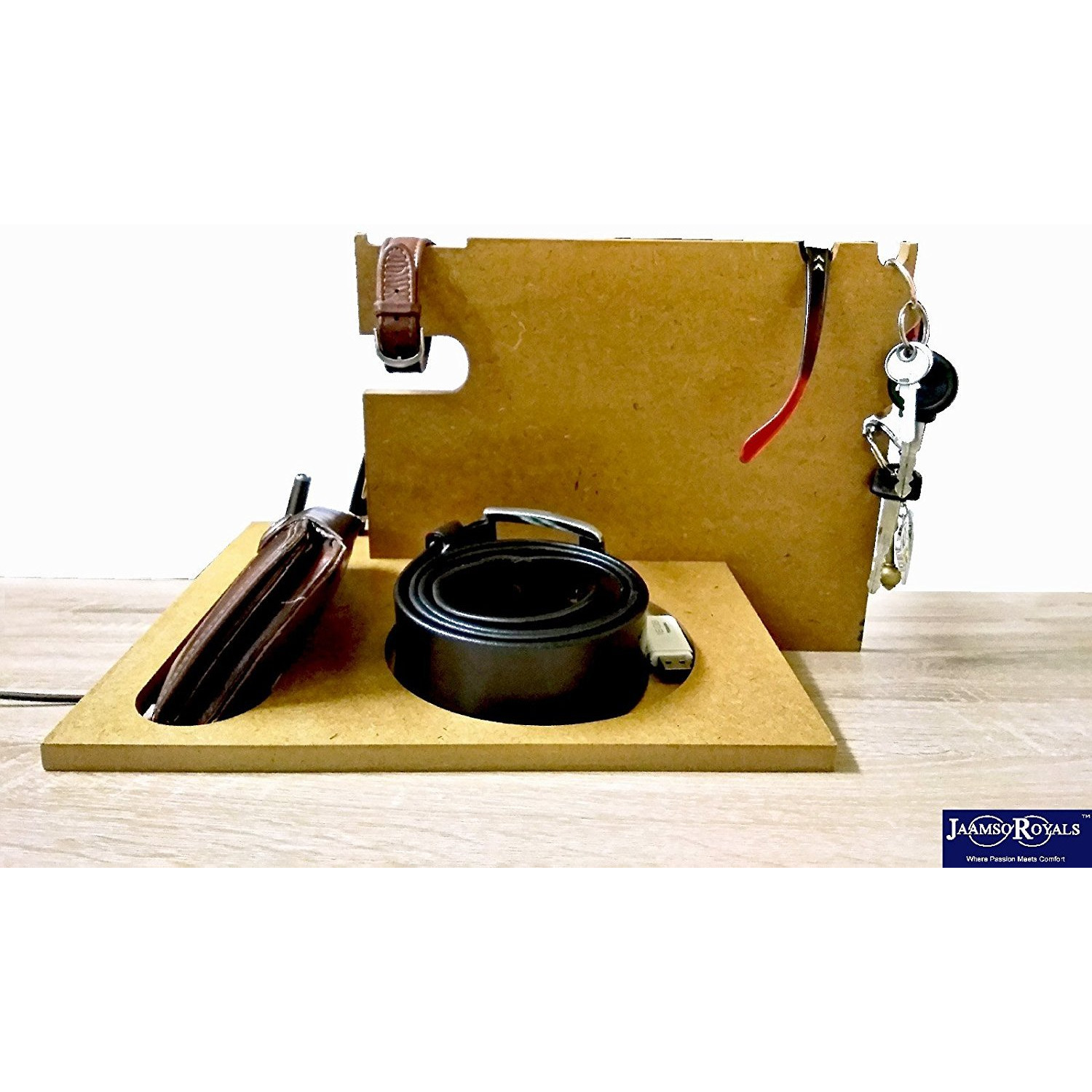 Winmaarc Beige Color Wooden All Type of Mobile Docking Charging Station Phone Dock Desk Organizer