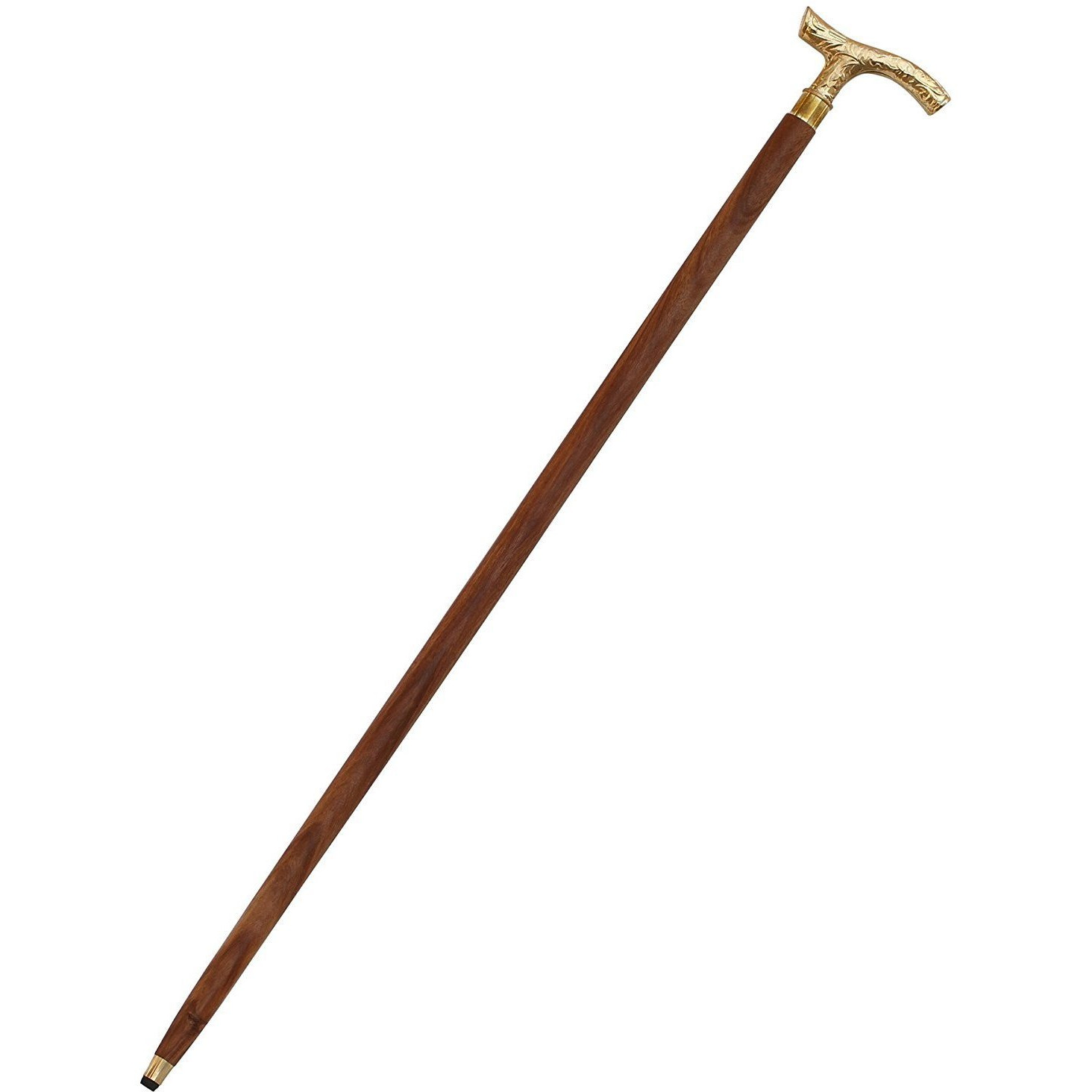 Winmaarc Wooden Walking Stick Decorated with Golden Handle Walking Stick for Men