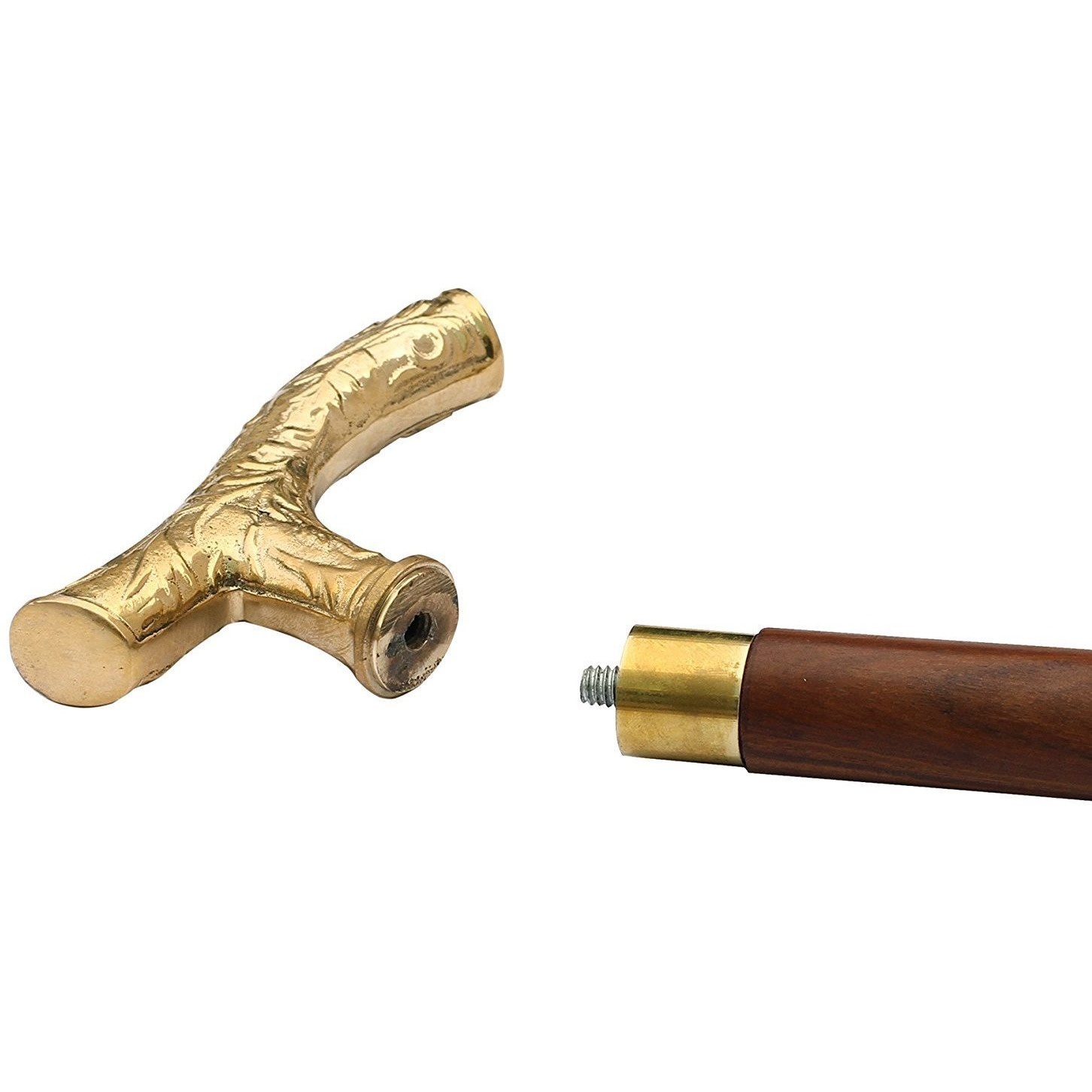 Winmaarc Wooden Walking Stick Decorated with Golden Handle Walking Stick for Men