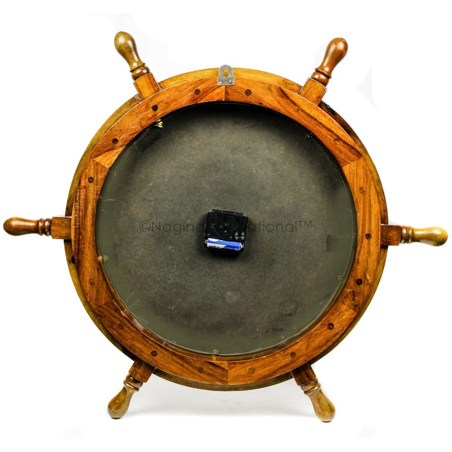 Winmaarc Nautical Hand Crafted Wooden Ship Wheel Quartz Times Wall Clock Home Dcor