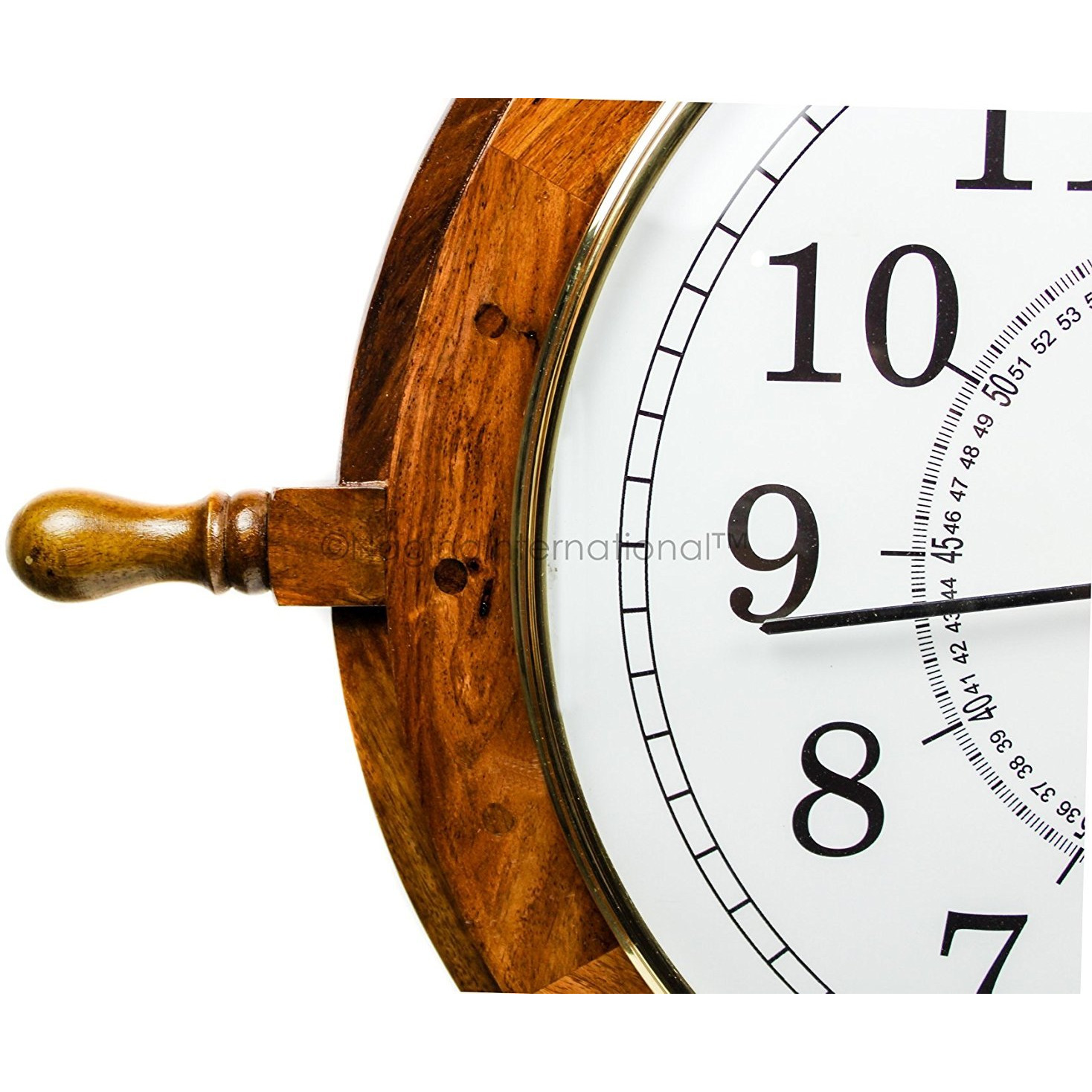 Winmaarc Nautical Hand Crafted Wooden Ship Wheel Quartz Times Wall Clock Home D??cor