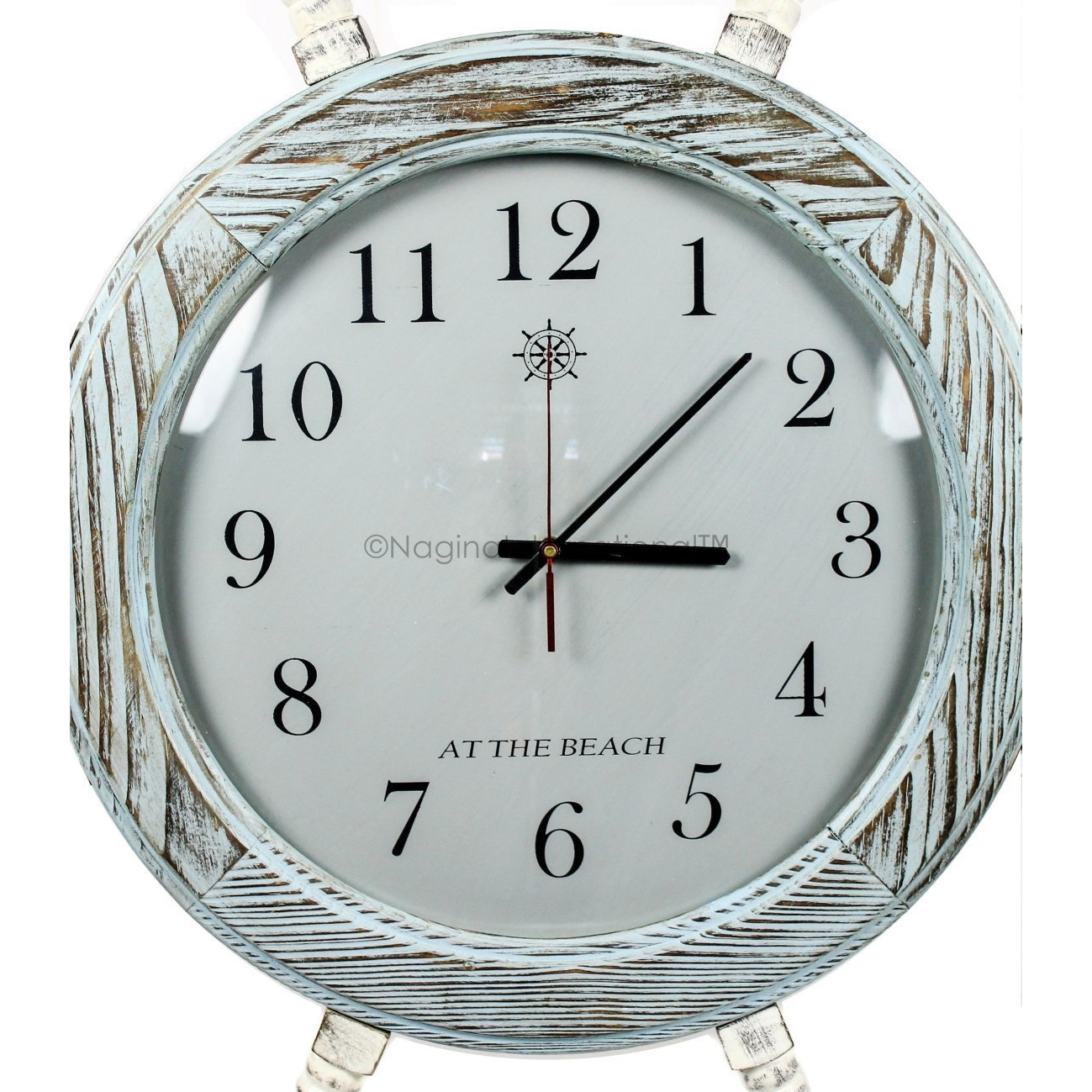 Winmaarc Pine Wood Nautical Ship Wheel Vintage Clock Quartz Times Wall Clock Home Dcor