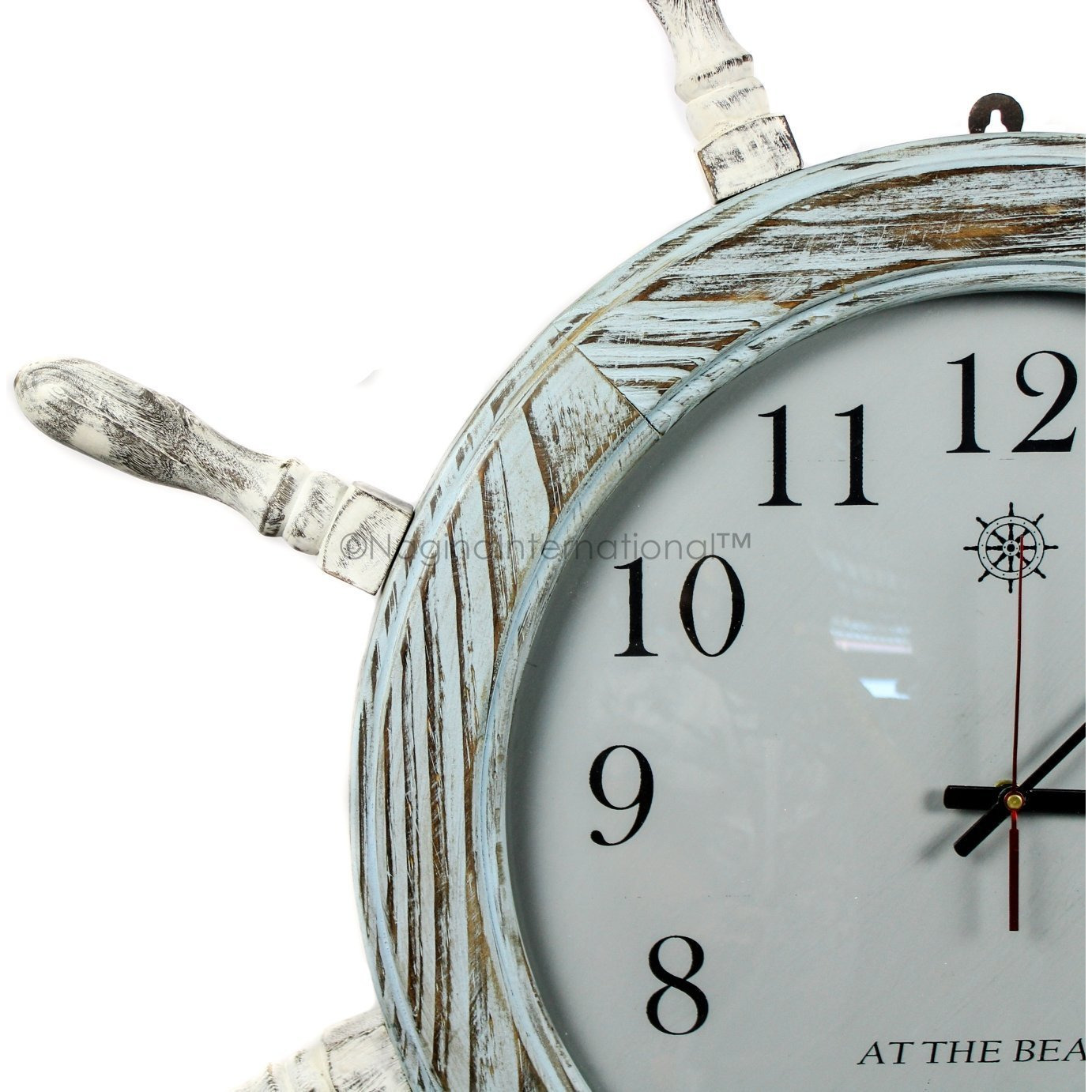 Winmaarc Pine Wood Nautical Ship Wheel Vintage Clock Quartz Times Wall Clock Home Dcor