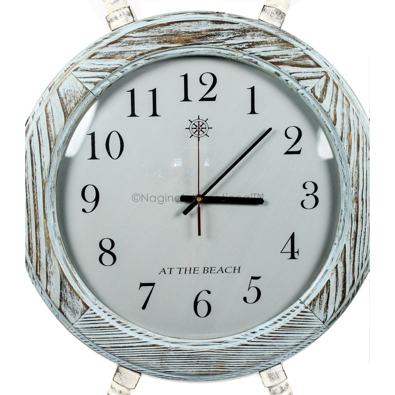 Winmaarc Pine Wood Nautical Ship Wheel Vintage Clock Quartz Times Wall Clock Home D??cor