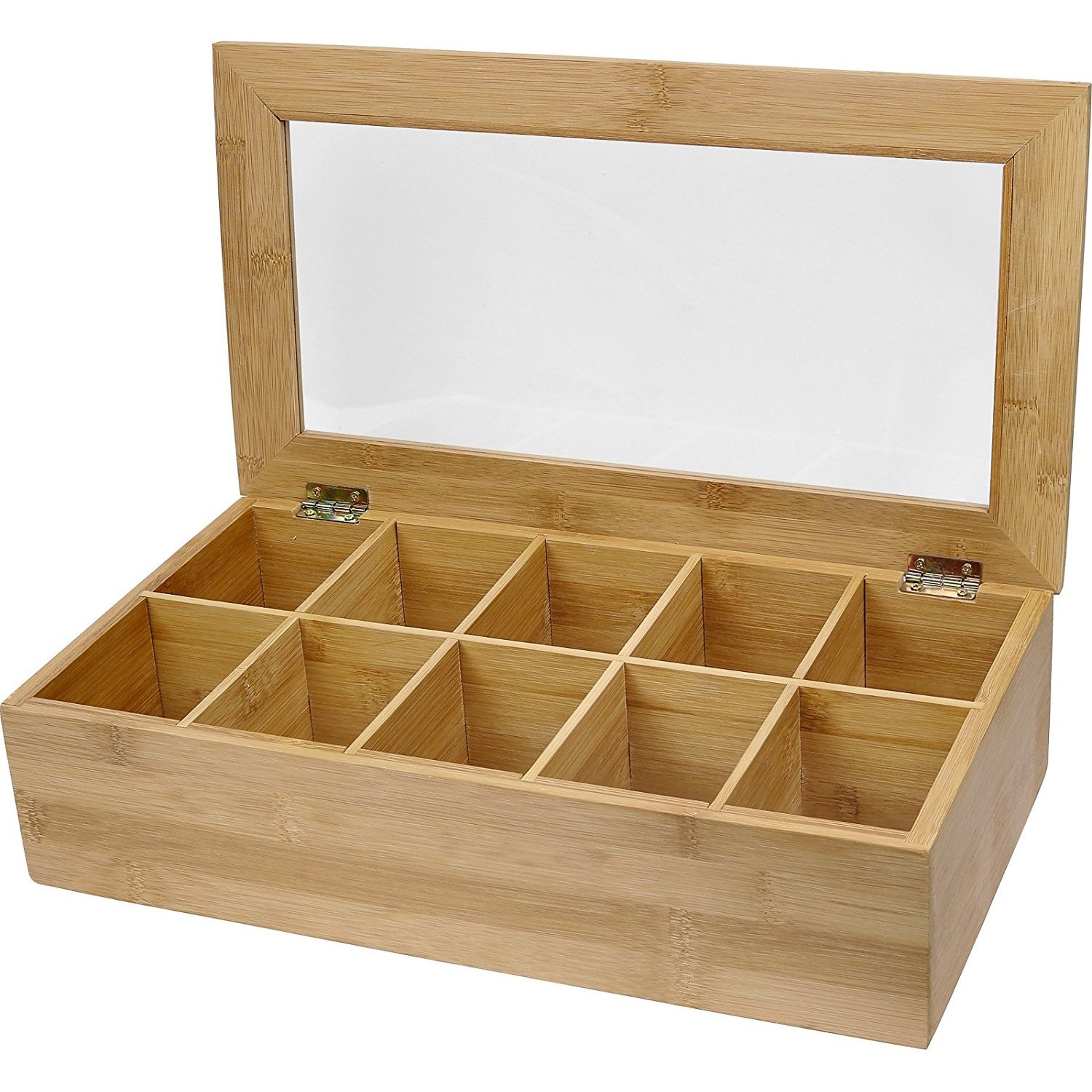 Winmaarc Handmade Steamwich Tea Storage Box with Clear Hinged Lid Tea Chest