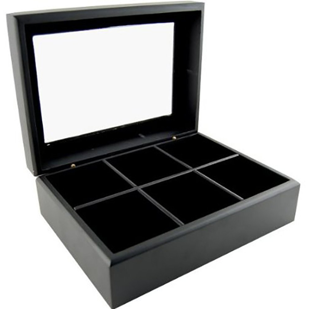 Winmaarc Wooden Tea Storage Chest 6 Adjule Compartment Bags Organizer