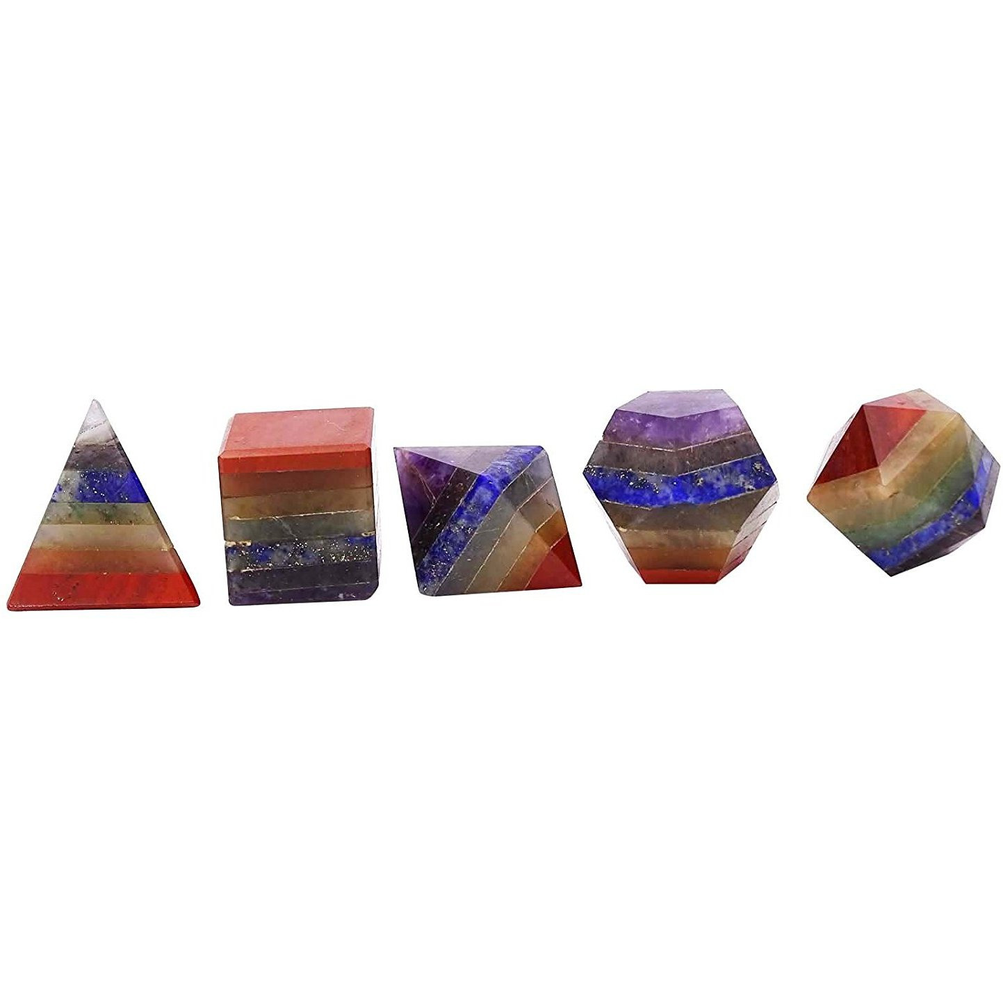 Winmaarc Chakra Reiki Healing Crystal Gemstone 5 Pieces Balancing Sacred Geometry Platonic Stone