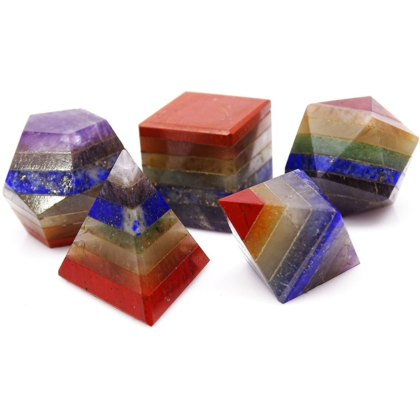 Winmaarc Chakra Reiki Healing Crystal Gemstone 5 Pieces Balancing Sacred Geometry Platonic Stone