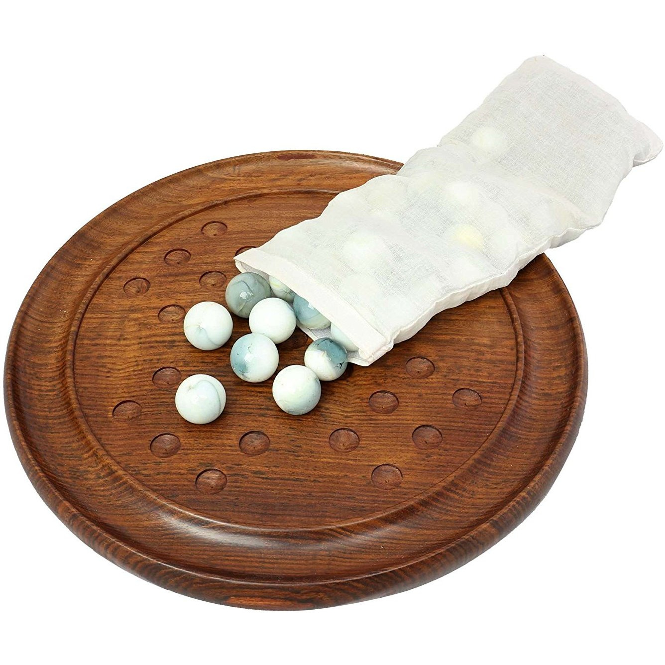 Winmaarc Handmade Games Solitaire Board In Wood With Glass Marbles
