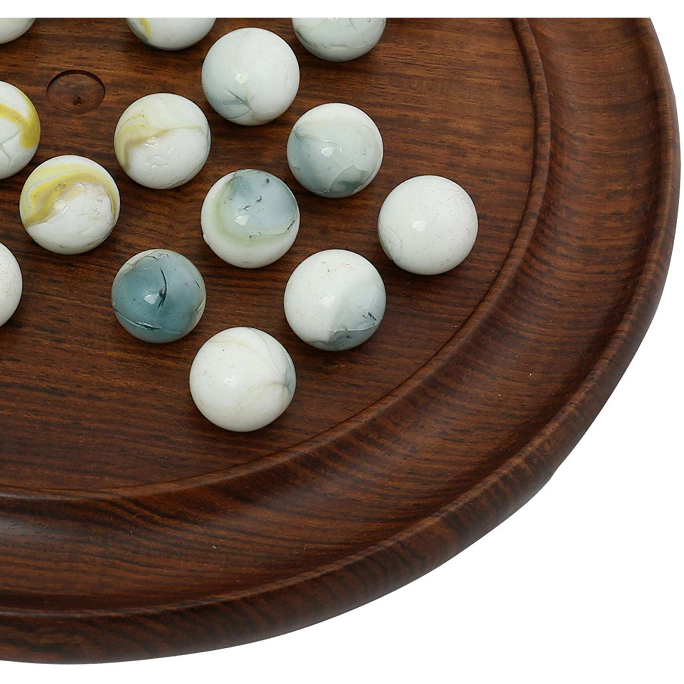 Winmaarc Handmade Games Solitaire Board In Wood With Glass Marbles